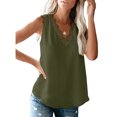 thumbnail image 3 of Camiseta de mujer Encaje Cuello en V Sin mangas Blusa Casual Top de verano, Verde, M Vogacara AP001334-17, 3 of 7