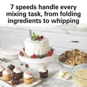 Hamilton Beach 4 Quart Stand Mixer for Kitchen, 7 Speeds, Tilt-Head, Dough Hook, Whisk & Flat Beater, White