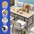thumbnail image 6 of ModFusion Patio Outdoor/Indoor Dining Table 4-6 Persons Capacity, Rectangular Table with Faux Wood Tabletop, Black & Light Brown, 6 of 9