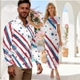 thumbnail image 2 of Chririnla American Flag Star Print Couple Clothes 4th of July Matching Outfit for Men Women Sexy Bodycon Dresses Mens Button Down T-shirts Couple Memorial Day Clothes for Going Out,S-3XL, 2 of 6