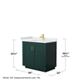 thumbnail image 5 of Wyndham Collection Miranda 36" Wood Single Bathroom Vanity in Green/Gold, 5 of 6