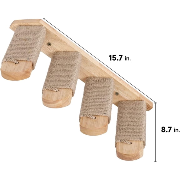 Wall Mounted 4-Level Cat Tree with Jute Scratching, Brown