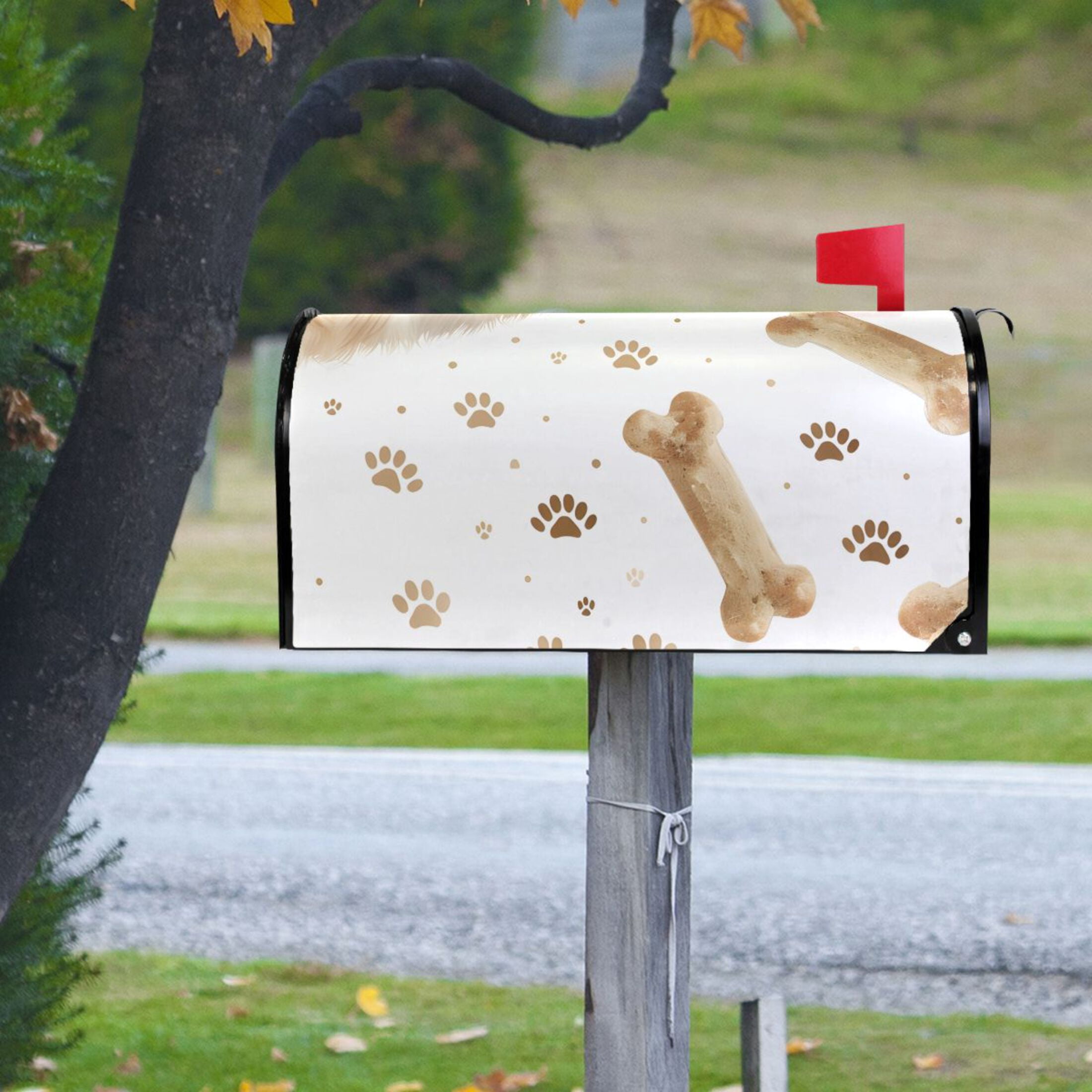 Dog Bones Claws Mailbox Cover Magnetic Standard Size Post Box Cover Wraps Home Garden Decor 18" X 21"