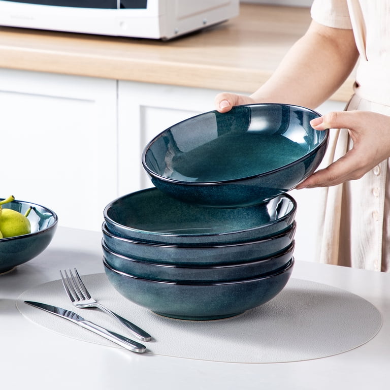 Vancasso Pasta Bowls Set of 6, 38 oz Porcelain, Green photo 3