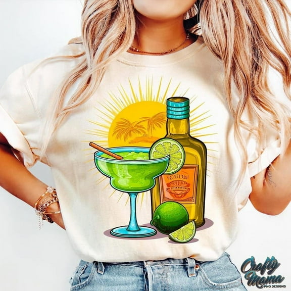Tequila Lime And Sunshine T-Shirt, Preppy Summer Margarita Shirt, Trendy Beach T-Shirt, Retro Summer Sublimation Design