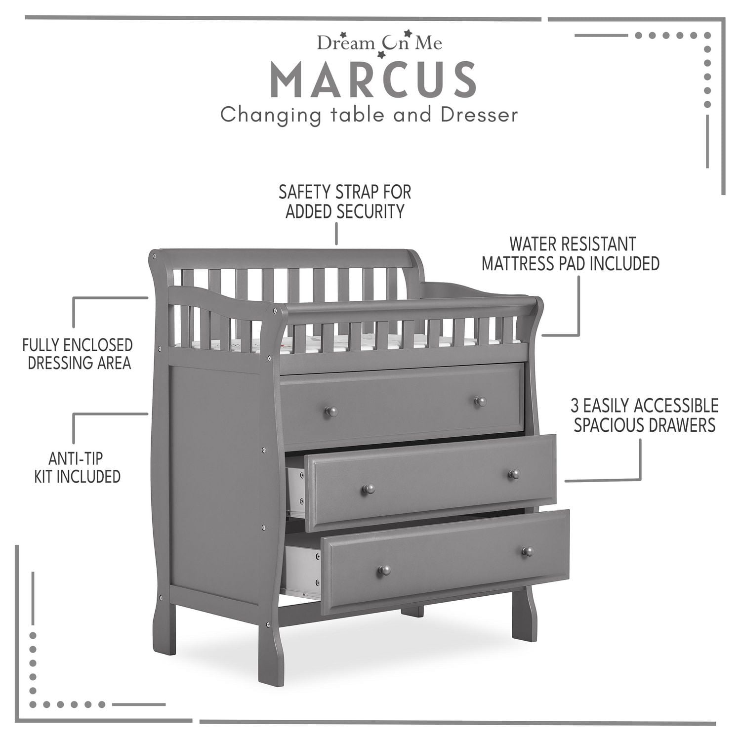 Dream On Me Marcus changing Table and Dresser
