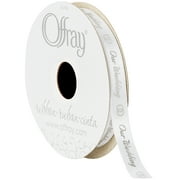 Offray Ribbon, White and Silver 3/8 inch Our Wedding Expression Ribbon, 9 feet