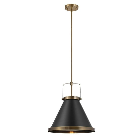 Novogratz x Globe Sophia 1-Light Pendant Lighting, Matte Black, Matte Brass Accents