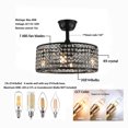 thumbnail image 4 of 18'' Industrial Ceiling Fan w/Light＆ Remote Control, Metal Caged 7-Blades Crystal Chandelier Ceiling Light Fixture Black, 4 of 9