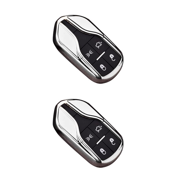 Speravity Car Key Case FOB Holder Reemplazo para Quattroporte Levante Smart Key Case Cover Car Styling Plata 2piezas Speravity CBP064141