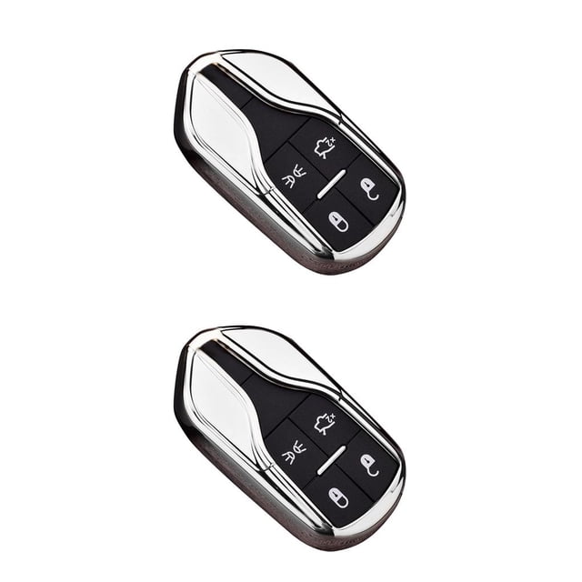Riwesomey Car Key Case FOB Holder Reemplazo para Quattroporte Levante Smart Key Case Cover Car Styling Plata 2piezas