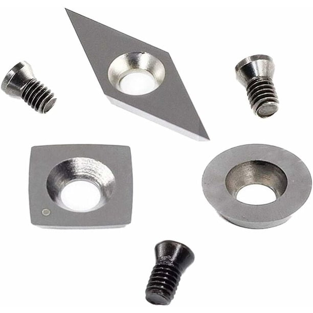 3 piezas de insertos de corte de carburo de tungsteno para herramientas de torneado de carpintería (incluye cuadrado de 11 mm con radio, torno de 12 mm, diamante de 28 x 10 mm con punta)