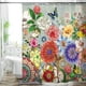 thumbnail image 1 of Cortina de ducha de tela impermeable para baño, diseño creativo colorido con ganchos, tamaño estándar de 183 x 183 cm., 1 of 6