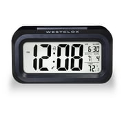 Westclox Black Digital Alarm Clock with Day/Date Display and LED Backlight- Battery Operated