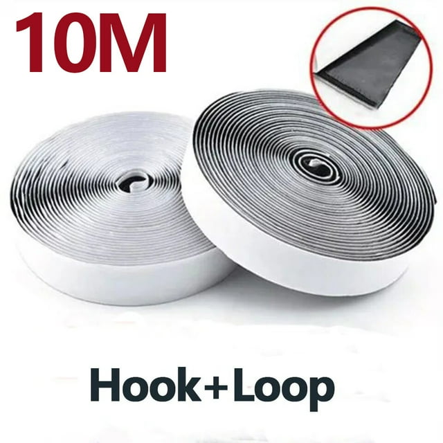 25M Magic Sticker Scraping Tape Self-adhesive Hook and Loop Super Strong Double-sided Adhesive Sticker Strong Hook and Loop 50mm Black 10M 20mm Wide