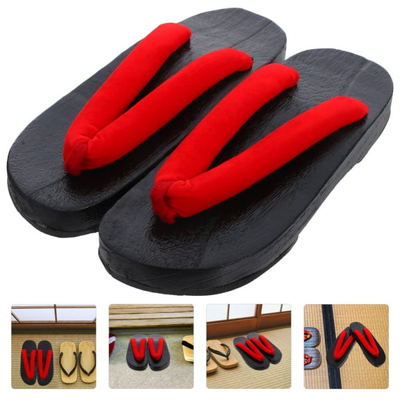 Raindrops Red Japanese Style Sandals for Men Fashion Male Clogs Cloth Material Comfortable Walking Shoes Size 10