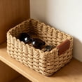 thumbnail image 6 of Darzheoy Woven Paper Rope Storage Basket, Small Khaki Natural Organizer with Handles, Decorative Wicker Bin for Home Bathroom Office, 21x15x10cm, 6 of 6