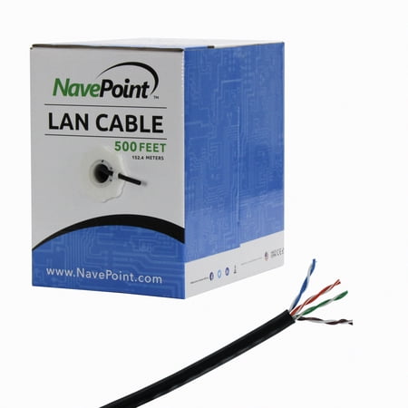 NavePoint CAT5e (CCA)  500ft  Black  Solid Bulk Ethernet Cable  24AWG 4 Pair  Unshielded Twisted Pair (UTP) price history on PriceWatchPro