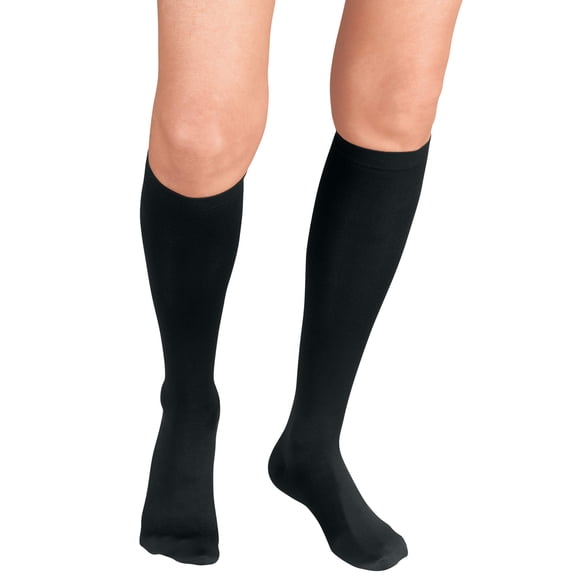 Silver Steps Compression Closed Toe Knee Highs, 20-30mmHg - Small, Black
