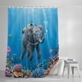 thumbnail image 4 of Ocean Diving Elephant Standard Shower Curtain Set, Waterproof Shower Curtains for Bathroom, Blue Coastal Coral Fish Marine Life Washable Fabric Bath Curtain for Bathtub with Hooks 72x72 Inches, 4 of 9