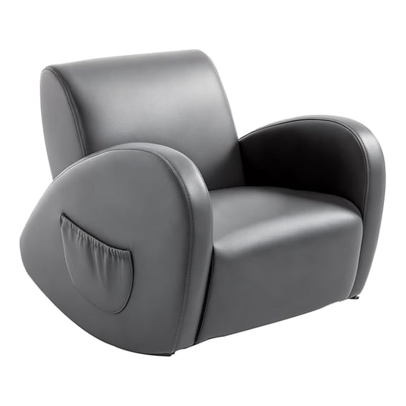 Kids Sofa Rocking Chair with Side Pocket, PU Leather Toddler Armchair for Children Grey