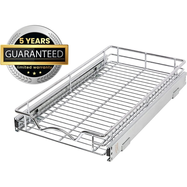 HOLD N' STORAGE Pull Out Cabinet Organizer, Heavy Duty-with Lifetime  Limited -14 W x 21 D - Requires At Least a Cabinet Opening, Steel Metal cabinet  drawers slide out, Chrome Finish 