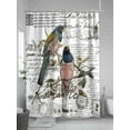 thumbnail image 5 of Vintage Birds Long Shower Curtain Set, Waterproof Shower Curtains for Bathroom, Envelope Postmark Farmhouse Botancial Washable Fabric Cloth Bath Curtain for Bathtub Decoration with Hooks 72x84 Inches, 5 of 6