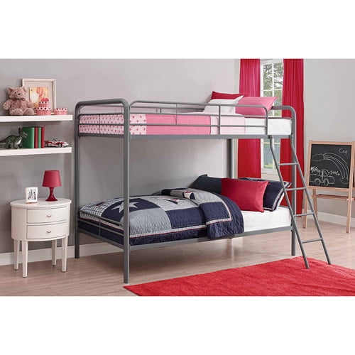 DHP Twin Over Twin Metal Bunk Bed in Silver