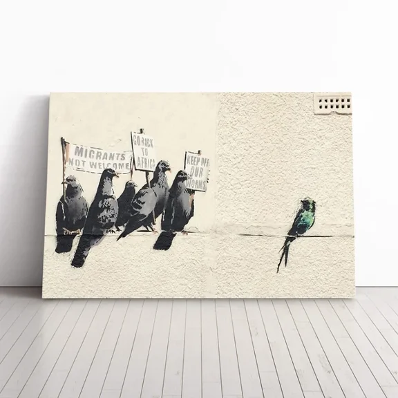 Kna Prints - Poster Banksy Birds Graffiti Picture Decor Living Room, UNFRAMED-8x12