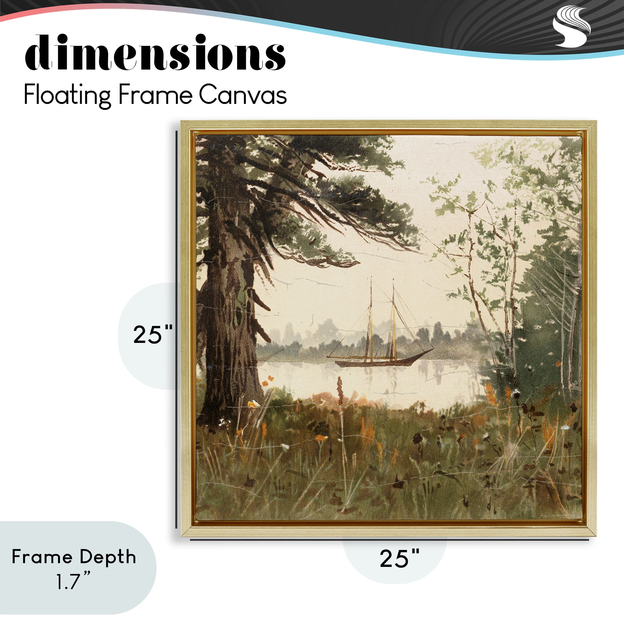 Stupell Industries Boating View Through Trees Gold Framed Floater Canvas Wall Art, design by Lula Bijoux & co.