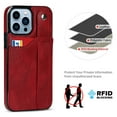 thumbnail image 6 of for iPhone 15 Pro Max Case Wallet with Card Holder, Classic PU Leather Kickstand with Hand Strap RFID Blocking Drop Protective Slim Phone Case Cover for Apple iPhone 15 Pro Max, Red, 6 of 7