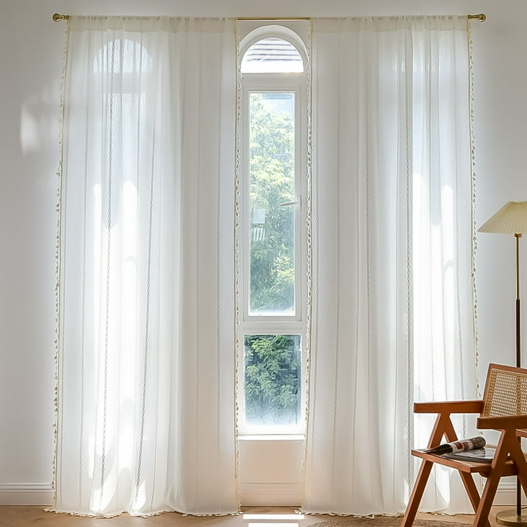 Curtains for Bedroo White Boho 84 Inches Long Farhouse Sei Blackout
