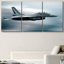 PixonSign Canvas Print Wall Art Set Blue Fighter Jet Zooms Through Sky Airplanes Sky Photography Realism Industrial Scenic Dramatic Multicolor Ultra for Living Room, Bedroom, Office - 24"x36"x3