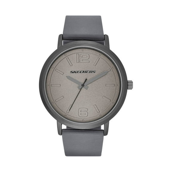 Skechers Ardmore Men's 46MM Quartz Analog Watch with Silicone Strap and Metal Case, Gunmetal and Gray