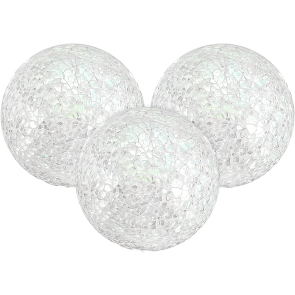 3-Pack Decorative Ball for Bowls, 3 Inch Mosaic Glass Balls Orbs Home Decor/Dining Tables/Wedding Party/Coffee Table/Centerpiece Decor [White]