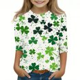 thumbnail image 2 of Posijego T-Shirt Filles Garçons Fête de la Saint-Patrick Manches 3/4 Col Rond Graphique Tee Ample Décontracté, 2 of 5