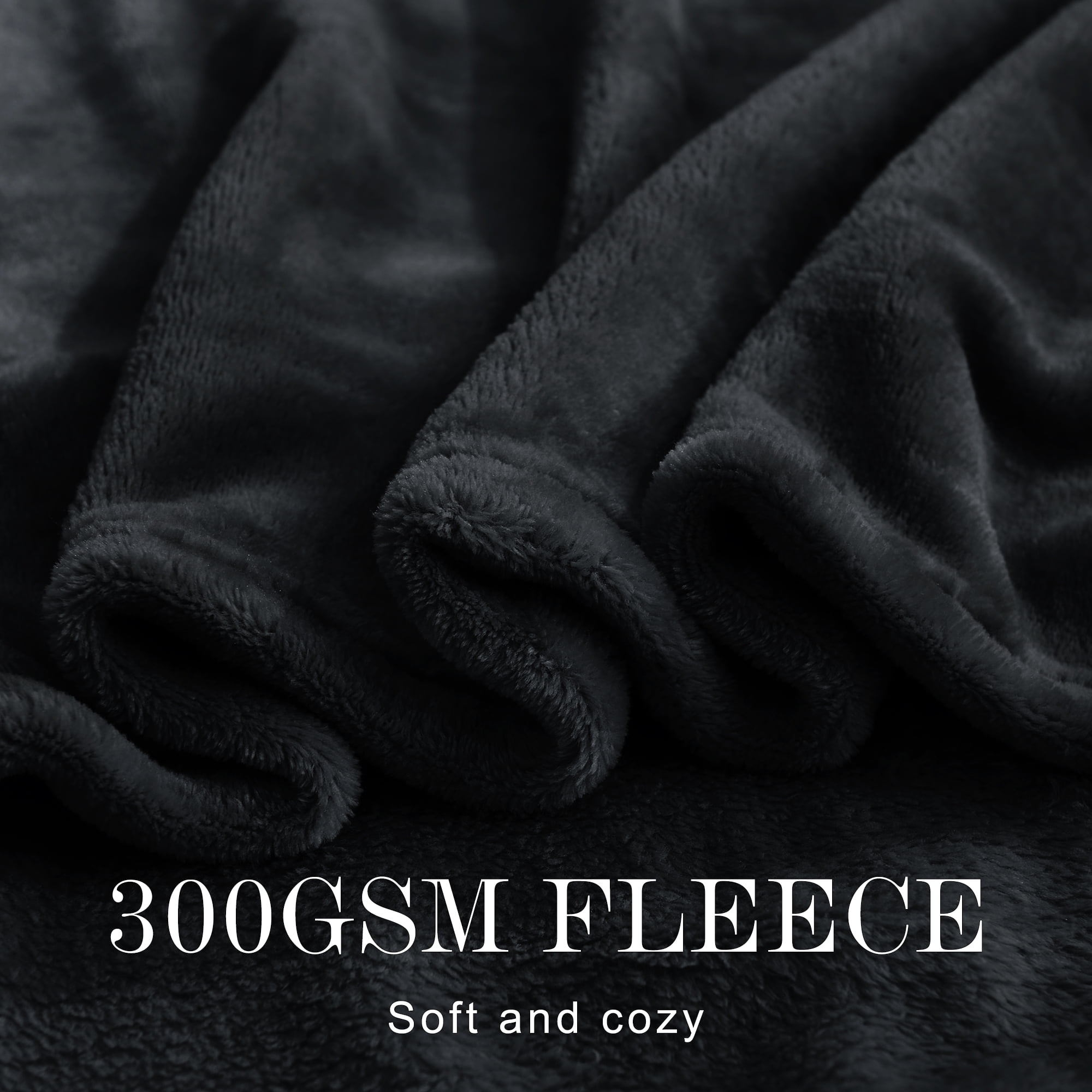 NICETOWN Black Fleece Blanket Full Blanket Soft Lightweight Plush Cozy Full Blankets for Bed/Sofa/Couch/Travel/Camping, Black, 55"x78"