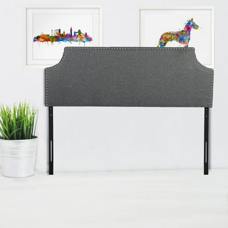Tufted Headboard With Nailhead Trim Headboard Fabric Upholstered Full/Queen Size Headboard With Modern Gray Linen Tufted With Heavy Duty Nailheads ()