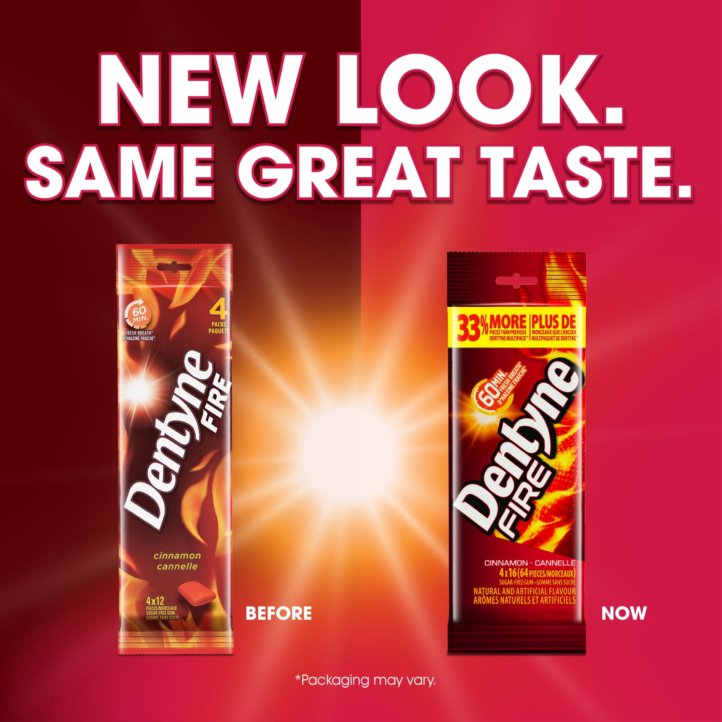 Dentyne Fire, Gomme sans sucre cannelle, paquet de 4 (64 pièces)