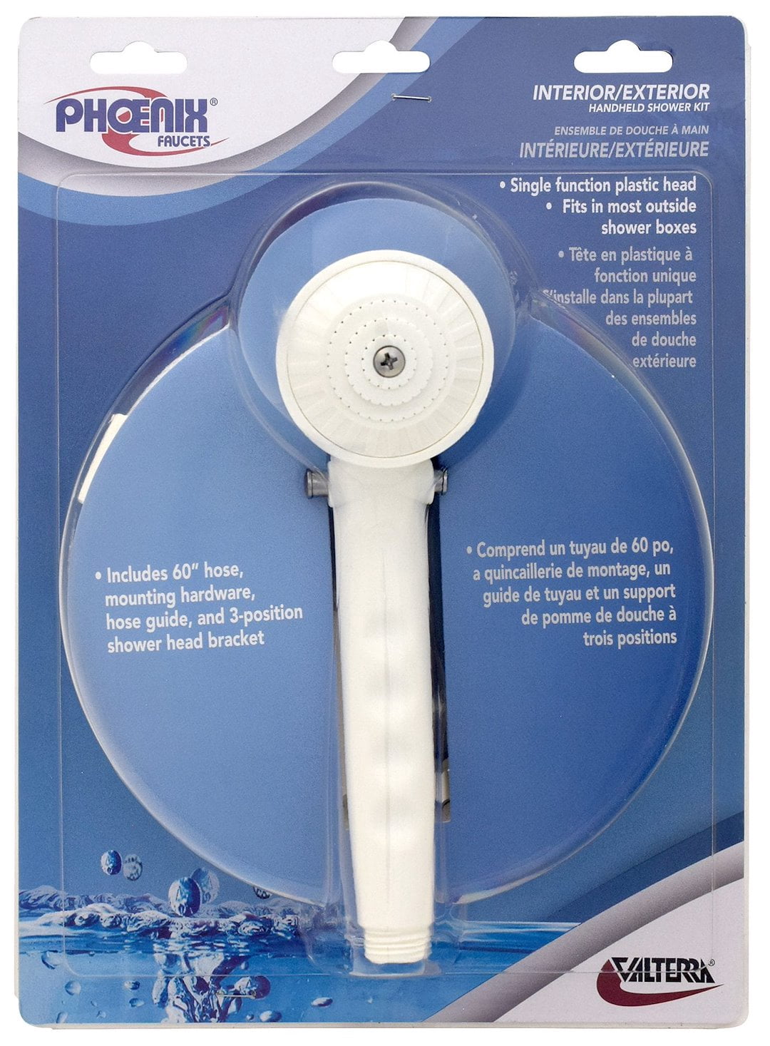 Valterra PF276024 Single-Function Handheld Shower Kit with 60" Vinyl Hose and Trickle Shut-Off - White
