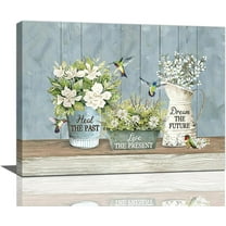 Farmhouse Bathroom Decor Wall Art Rustic Floral Hummingbird Pictures Flower Canvas Painting Framed Artwork for Living Room Bedroom Kitchen 16''x12''