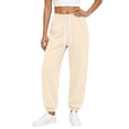 thumbnail image 5 of Women's Solid Jogger Pants, Elastic Drawstring Waist Loose Athletic Long Trousers with Pockets, Comfort Casual Sport Bottoms for Daily Workout & Street Wear Beige XL(XL), 5 of 7