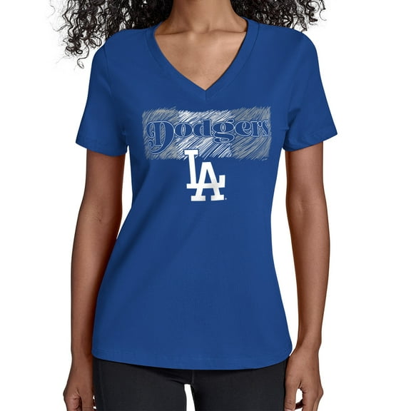 Women's Starter Royal Los Angeles Dodgers Team Color Shading V-Neck T-Shirt
