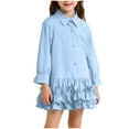 thumbnail image 2 of hengsof Girls Uniform Shirt Dress Long Sleeve Button Ruffle Hem Dress 1-10 Years, 2 of 7