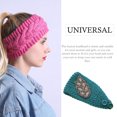 thumbnail image 2 of Crochet Headbands Winter Leaves Pattern with Rhinestones Elastic Head Protector Wide Warm Chunky Hair Accessories for Girls Post Green, 2 of 7