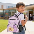 thumbnail image 4 of HUIACONG Purple Mermaid Capybara 13.5 Inch Backpack for Kids Girls, Water Resistant School Bag with Breathable Adjustable Padded Straps, Large Capacity Multi Pocket Bookbag for School Travel, 4 of 7