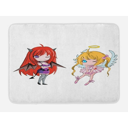 Anime Bath Mat Angel With Wings And Demon Horns Anime Bath Mat Angel With Wings And Demon Horns Fairytale Comic Anese Manga