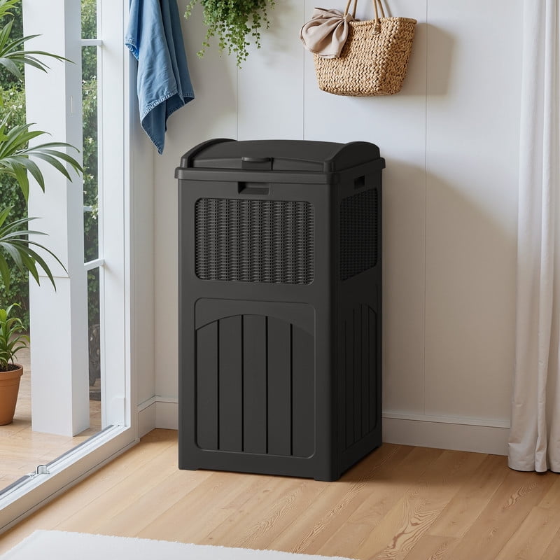 Homall Homes 36 Gallon Trash Can Plastic Kitchen Trash Can,Black