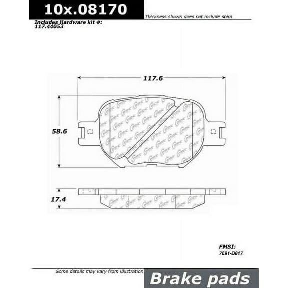 Centric Parts Disc Brake Pad P/N:103.08170