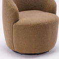 thumbnail image 4 of Onbeam Accent Chairs for Living Room and Bedroom - Swivel Barrel Chair and Reading Armchair with Teddy Fabric and Metal Base - Chocolate, 4 of 10